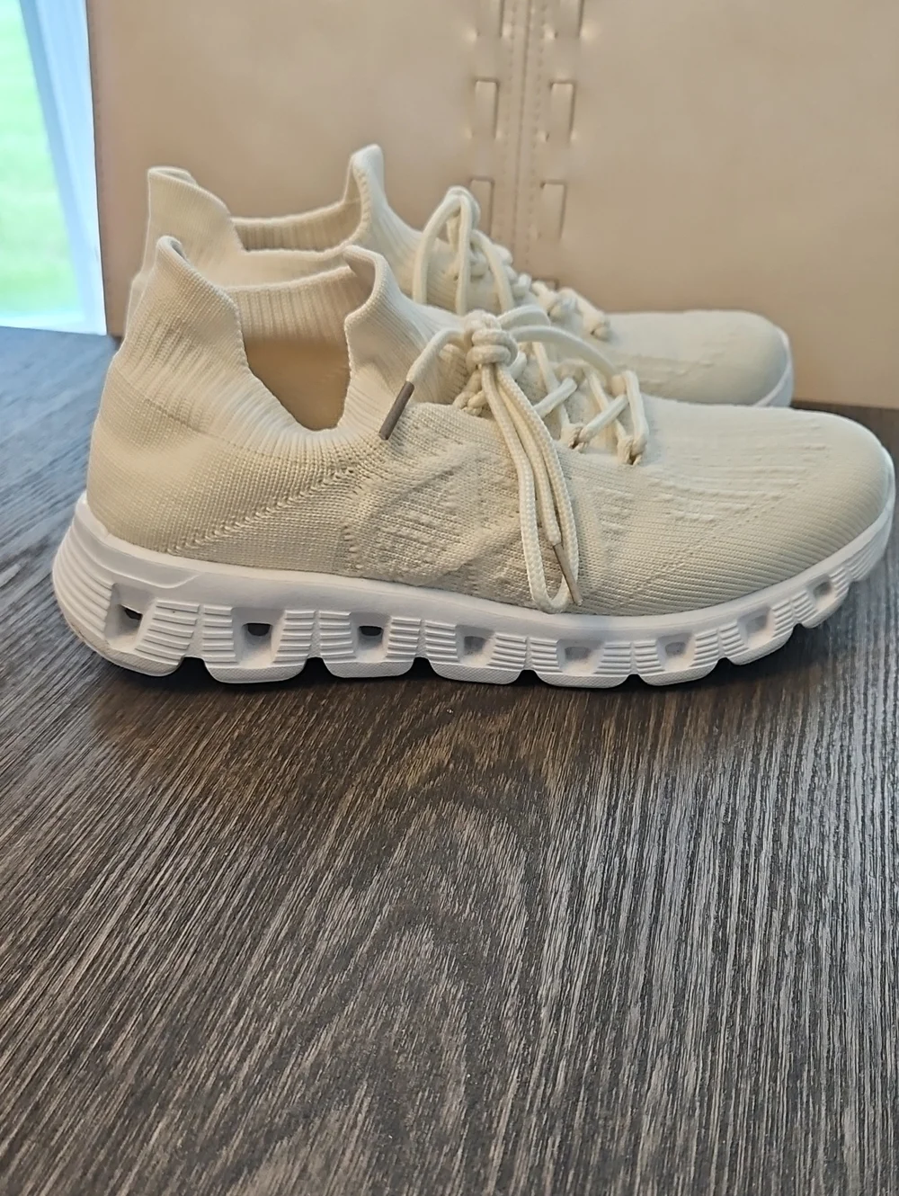 Urban Sport Elaina Knit Lace-Up Women's Sneakers in Cream